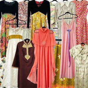 16 Pc Vintage Lot 1960s 1970s Maxi Mini Cocktail Evening Gown Party Dresses